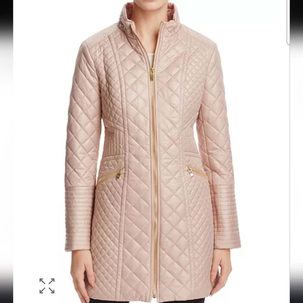 Via Spiga Diamond Quilted Coat Blush Pink Size Large